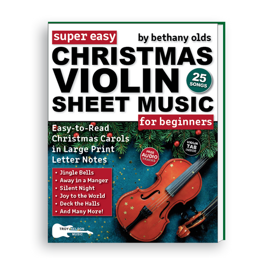 Image of Violin with Christmas Decorations on a Book Cover