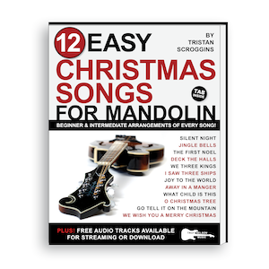 mandolin book cover with christmas decorations