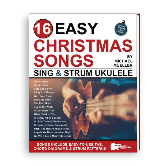 ukulele book cover with Christmas decorations