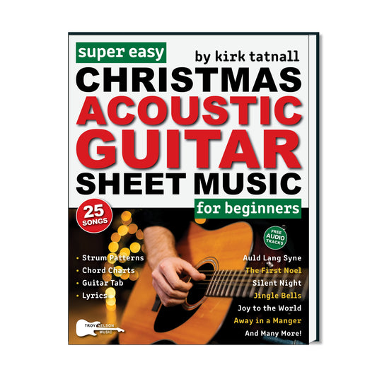 Image of Acoustic Guitar with Christmas Decorations on a Book Cover