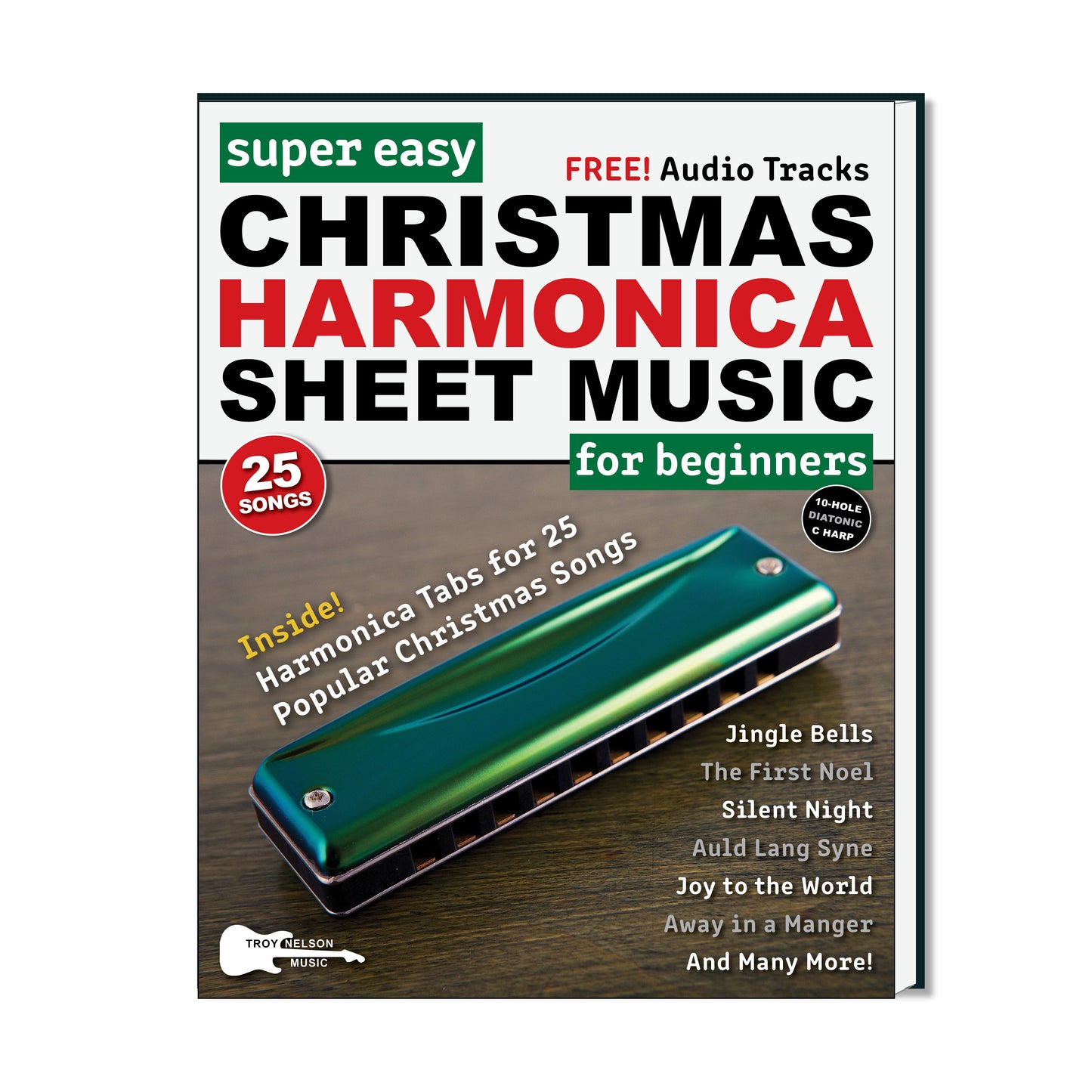 Image of Harmonica with Christmas Decorations on a Book Cover