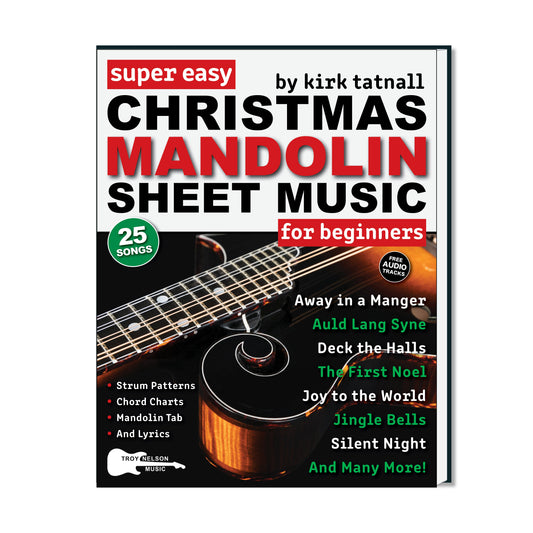 Image of Mandolin with Christmas Decorations on a Book Cover